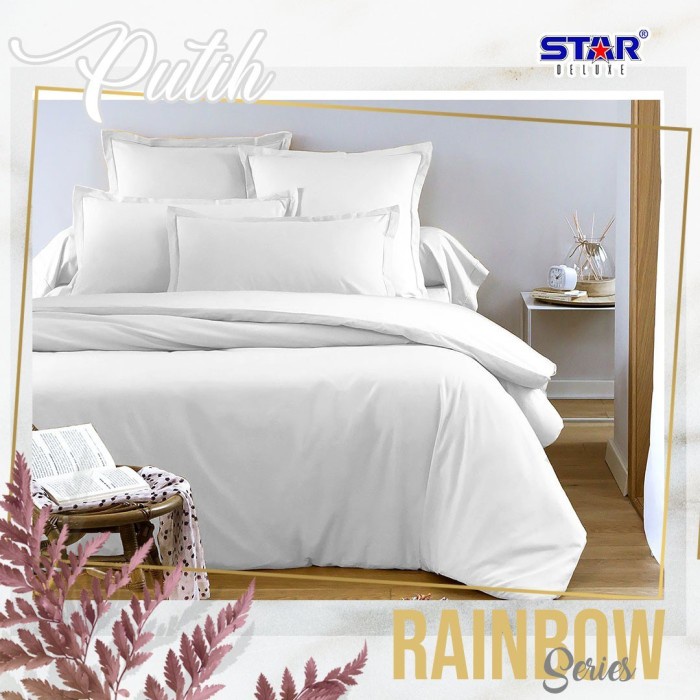 Sprei Seprei Set 180x200x30 Katun Lokal Rainbow Series Polos Putih - 180x200, 20cm(C6T5) Sprei Karak