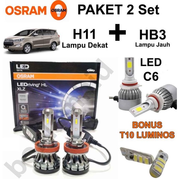 Paket Lampu LED INNOVA REBORN H11 OSRAM XLZ + LED C6 HB3 9005 Putih