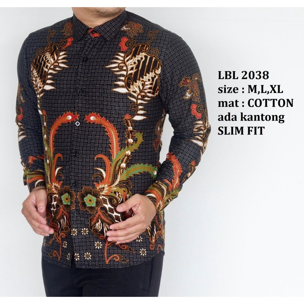 Baju Batik Pria Slimfit Kemeja Lengan Panjang Hem Slim Fit LBL 2038