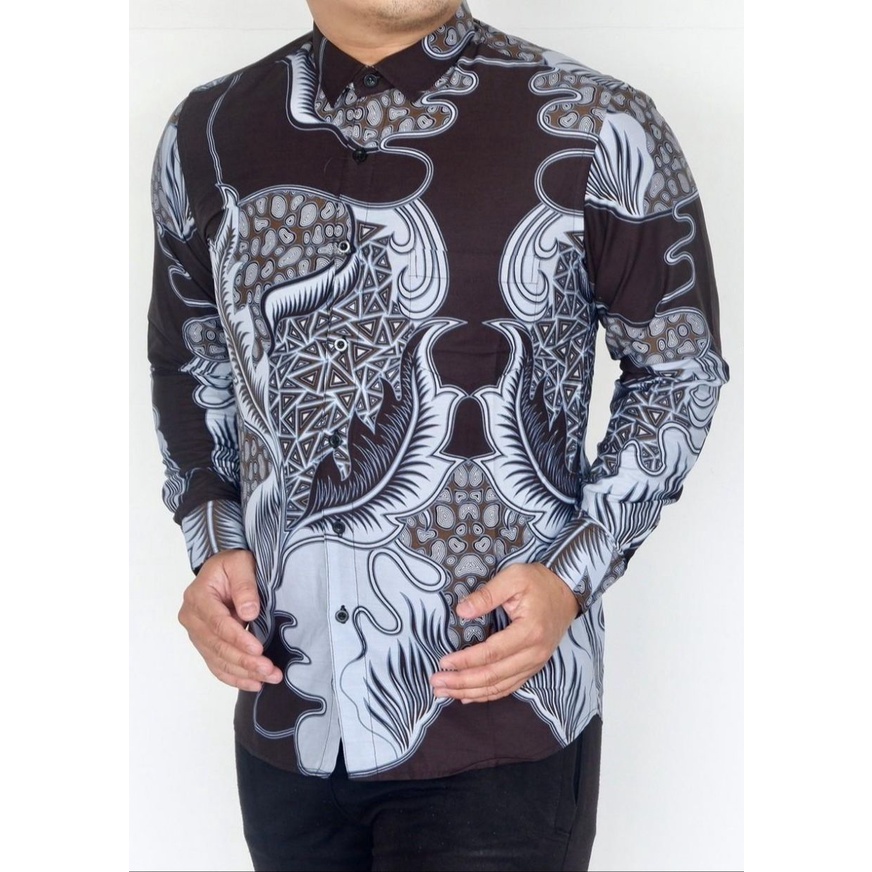 Baju Batik Pria Slimfit Kemeja Lengan Panjang Hem Slim Fit LBL 2085