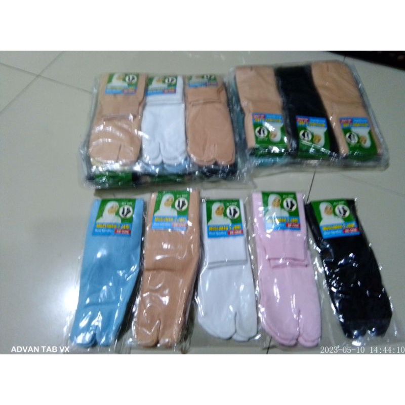 Kaos kaki Jempol wanita cewek polos motif warna coklat hitam putih biru pink random Grosir Harga Lusinan (12pcs)