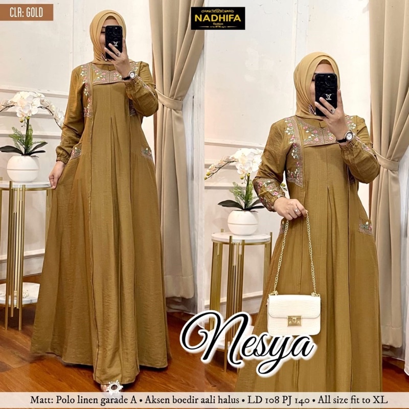 Nesya dress / gamis linen BY NADHIFA