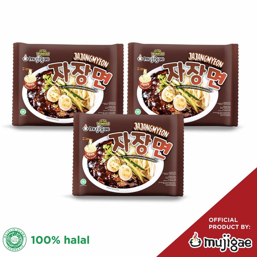 

7.7 BRANDS FESTIVAL PAKET ISI 3 - Mujigae by Wonhae Jajangmyeon 265 gr / Mie Saus Pasta Kedelai Hitam Korea / Jjajjangmyeon / JJajangmyeon / Jjangmyun / Makanan Korea Instan Halal