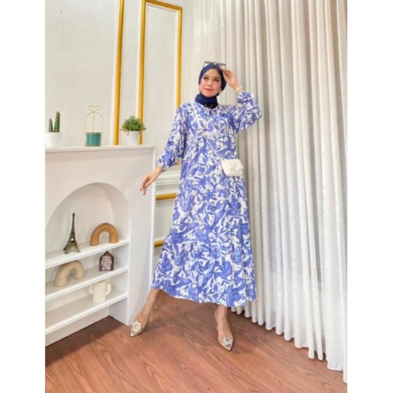 Bisa Cod - DRESS - MIDI DRESS - MIDI DRESS MUSLIM -MIDI DRESS RAYON - MIDI DRESS LEHER COLLAR - MIDI