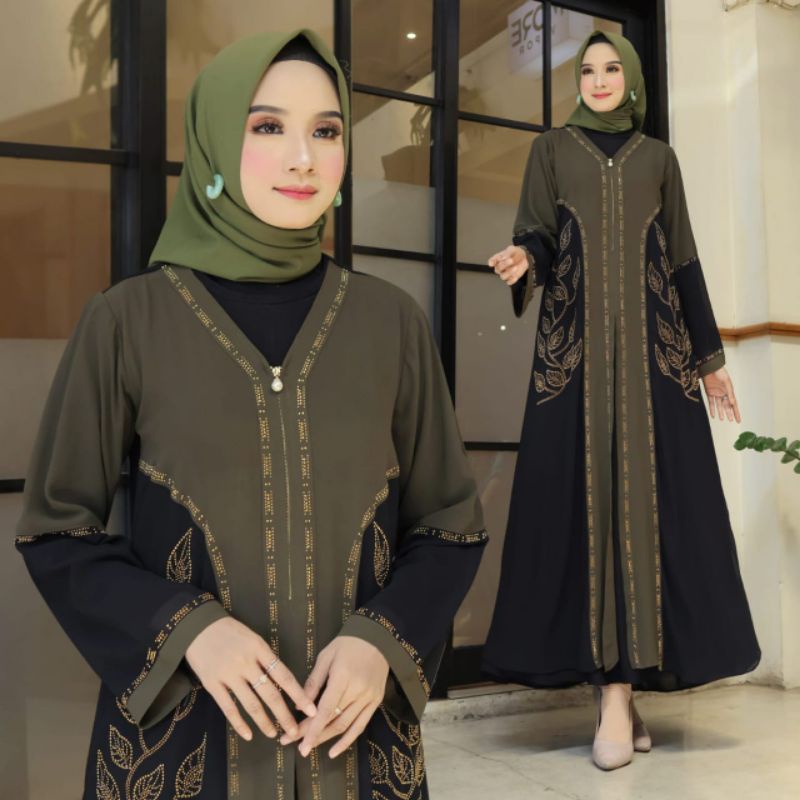 GAMIS ABAYA TURKEY KOMBINASI WARNA FOREST