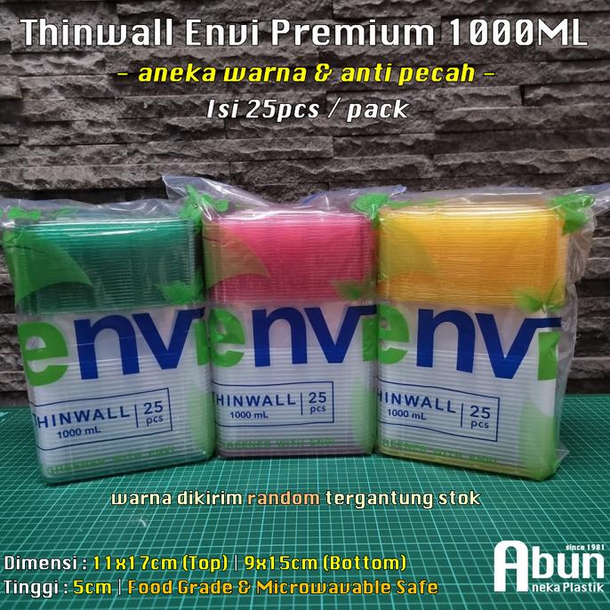 monggo] Thinwall Envi 1000ml Premium Color Series Isi 25pcs