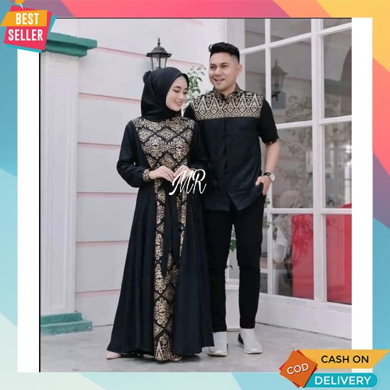 Baju Couple Pasangan Kondangan Sarimbit Terbaru 2023 Kekinian Gamis Keluarga Wanita Pria Lebaran Kem