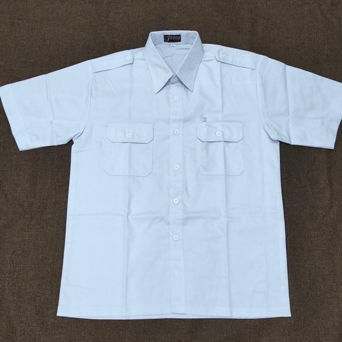 Kemeja PNS Pria Putih, Atasan PDH,Hem ASN putih saku dua Lengan Pendek
