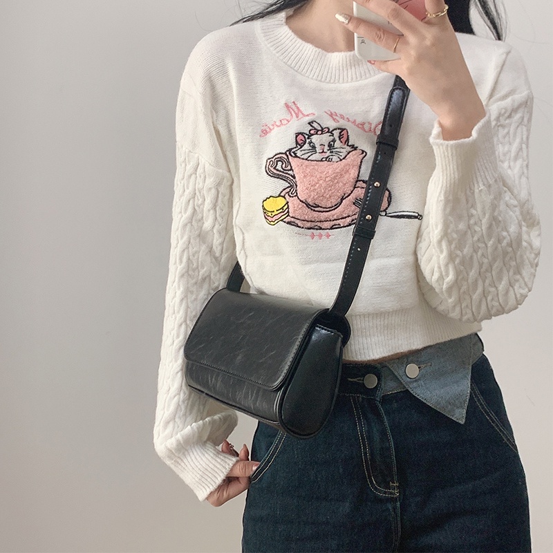 Red Korea awal musim gugur baru retro all-match minyak lilin kulit messenger tas persegi kecil tas in tas wanita kasual satu bahu tas ketiak