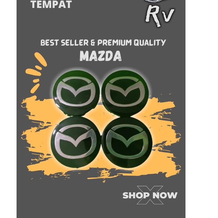 Ramadhan Model 1Pcs 57mm Dop roda tutup velg Mobil Mazda Ring 15 16 hitam 258➢