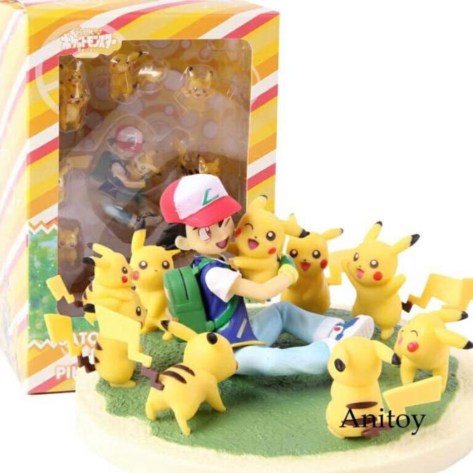 Action Figure Pokemon Satoshi & pikachu Mainan anak pokemon pikachu