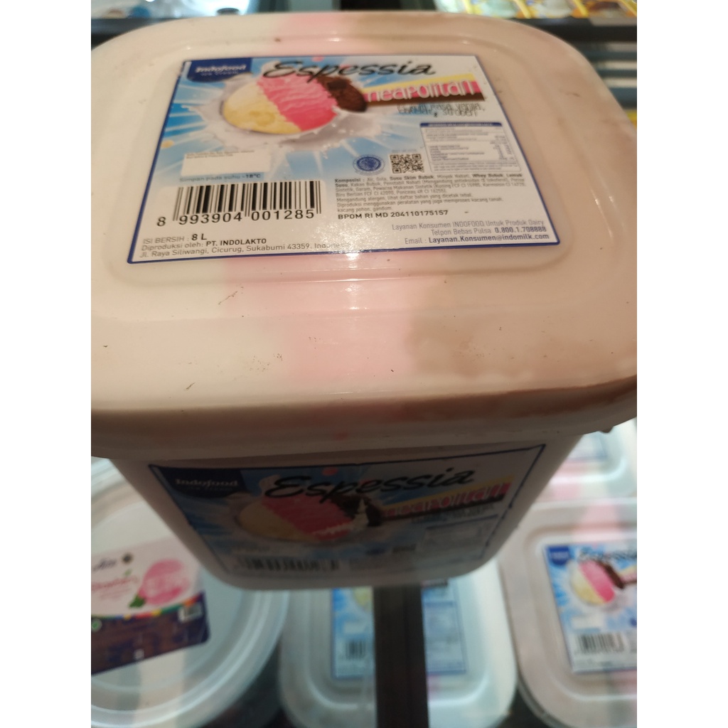 Indoeskrim Eskrim 3 rasa  neapolitan ukuran 8L