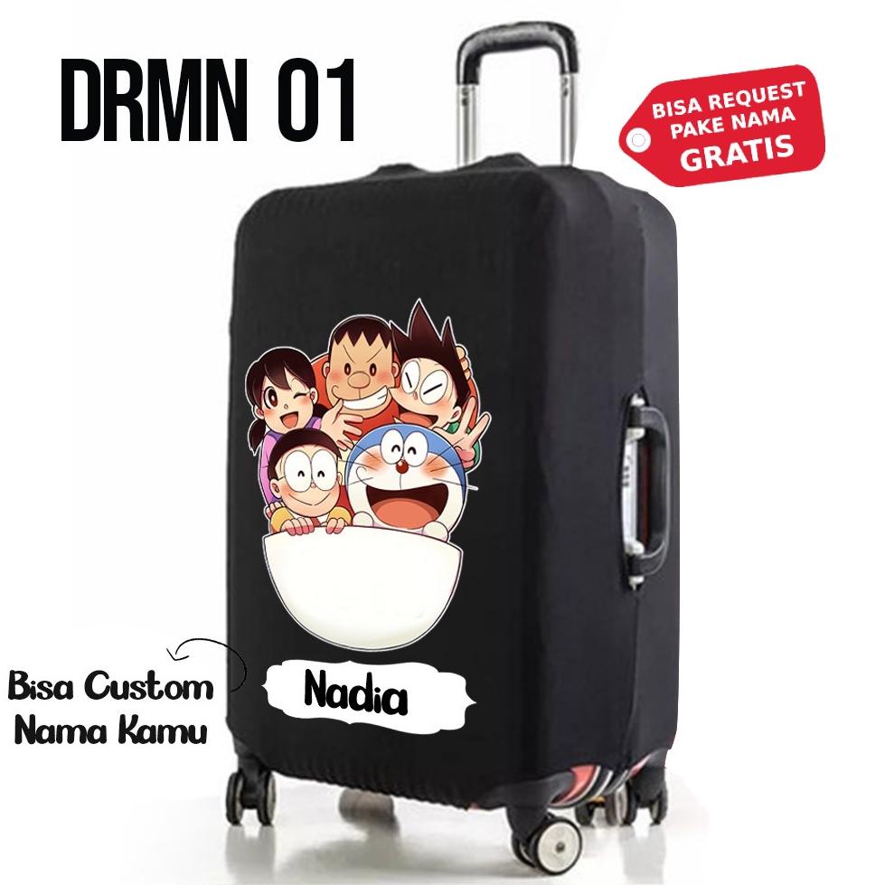 Star Luggage Cover 20 24 29 inch inc Cabin Elastic Besar Motif Doraemon Hitam Sarung Pelindung Koper