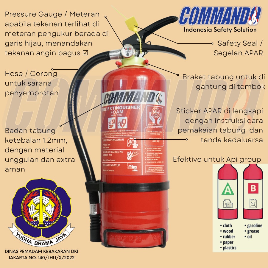 HJK APAR FOAM 2 KG COMMANDO / AFF FOAM 2 L / Komplit Set + Free Braket