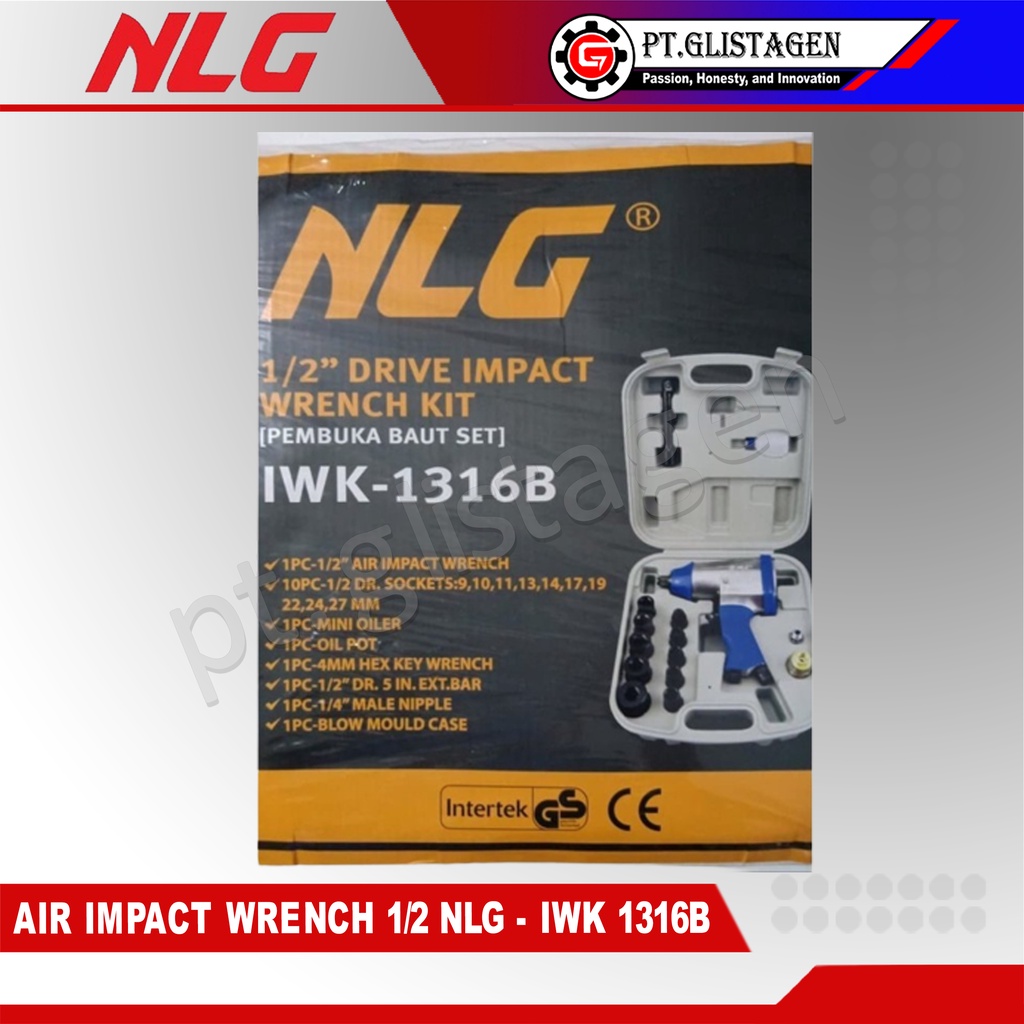 Air Impact Wrench 1/2&quot; Alat Buka Baut Angin Kompresor NLG IWK-1316B