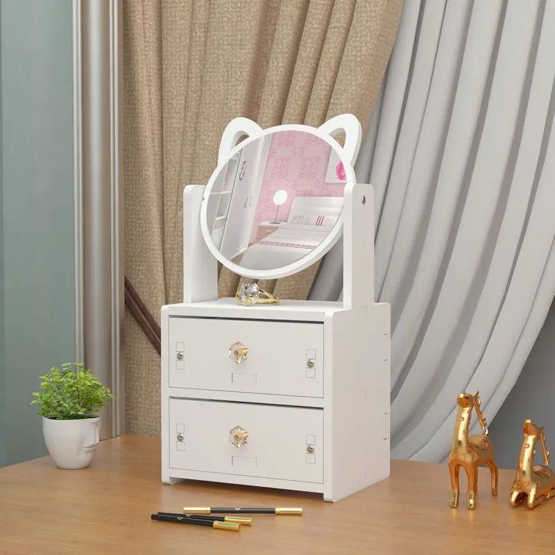 KJ TEMPAT MAKEUP MINI BOX AKSESORIS MURAH SOUVENIR HADIAH MURAH BOX PERHIASAN BTK LACI 2SUSUN+CERMIN