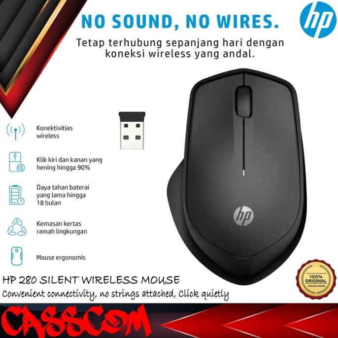 Mouse Wireless HP 280 Silent Click Mouse 2.4GHz Original HP280