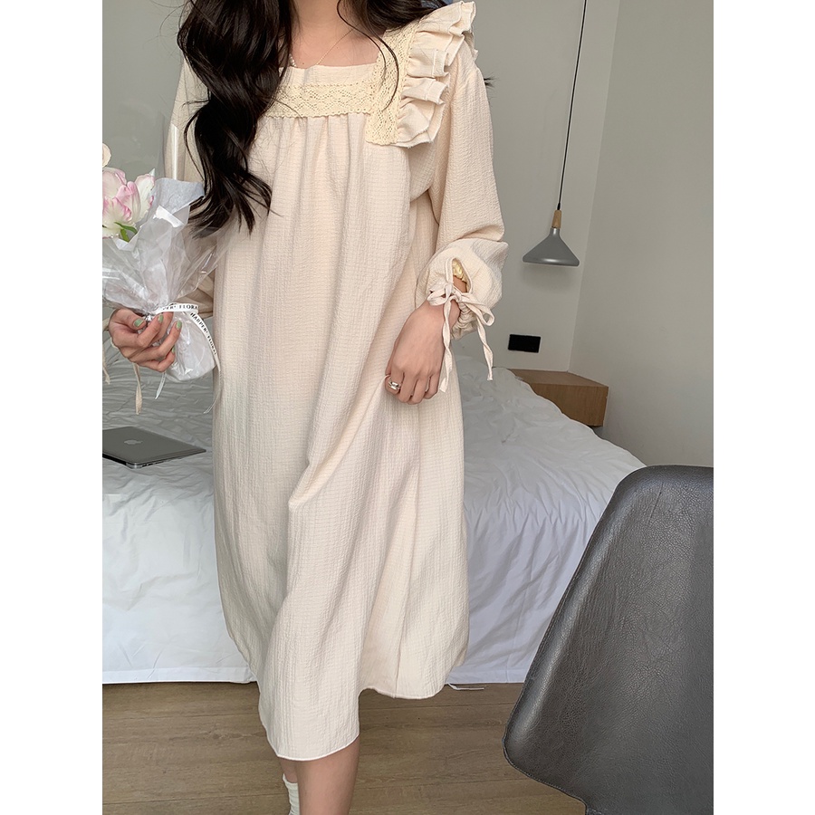 ☸▥stelan baju tidur wanita Xinbangbang Homedress 2023 new court style student nightdress female long-sleeve sweet home clothes can be used outside #COD baju tidur wanita bahan kaos