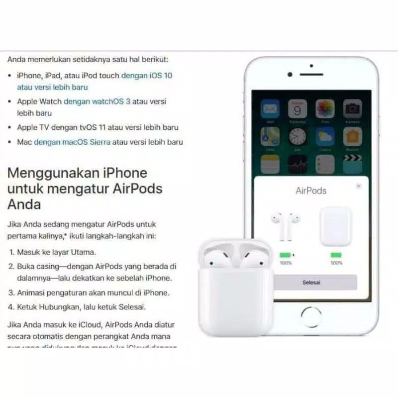 Handsfree apple airpod Iphone 7 8 x original BNIB