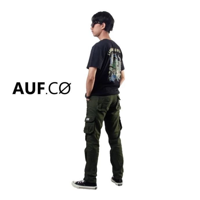 Celana Cargo Pria Hijau Army Slimfit Auf.co X Rayran Collection