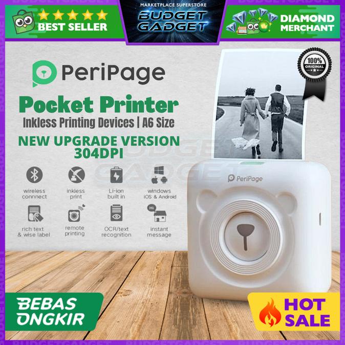 PeriPage Inkless Pocket Photo Printer A6 304DPI + 3 Roll Paper