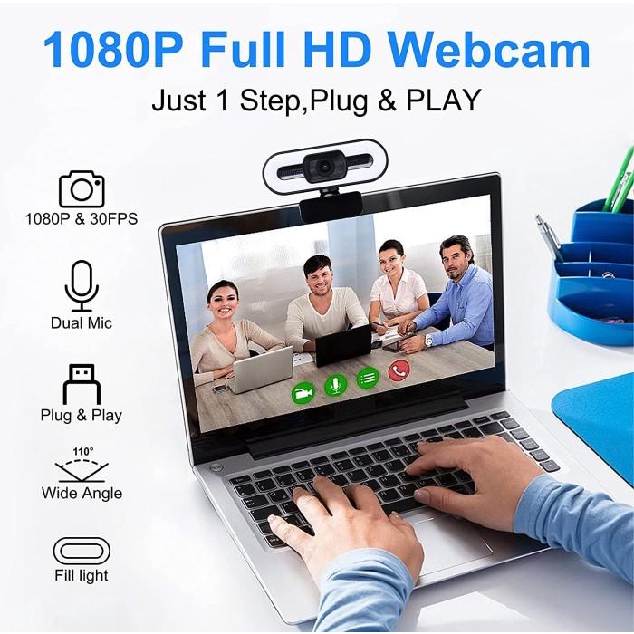 Webcam Laptop Ring Light Webcam 1080P Kamera Laptop Webcam Pc Web Cam