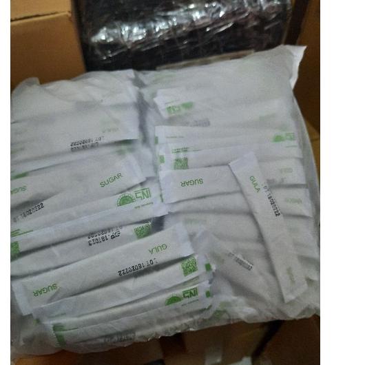 

Grosiran Murah (SNI) gula putih stik/white sugar stik ber BPOM isi 250pcs untuk hotel cafe !!