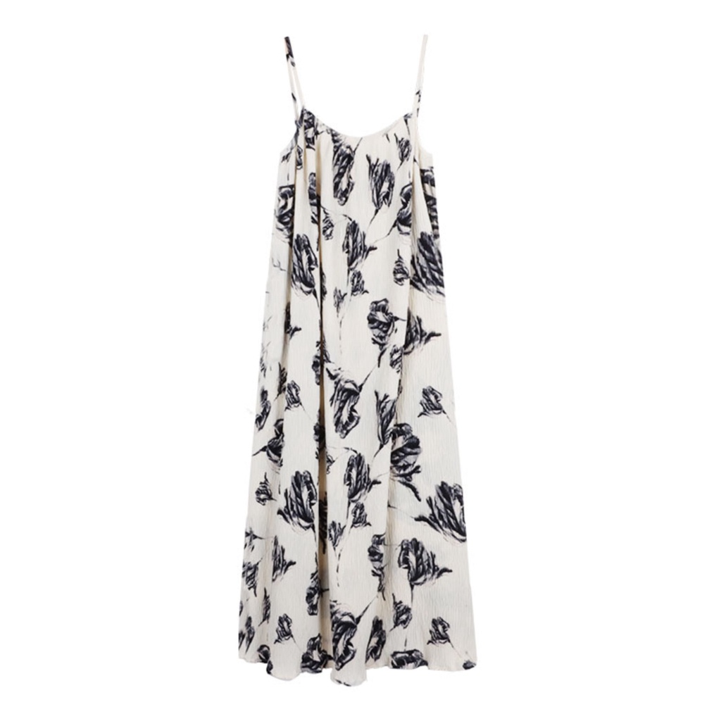 ✟☃❖dress summer beach ink printing small sling dress female 2023 summer seaside vacation style long skirt sexy backless temperamen skirt