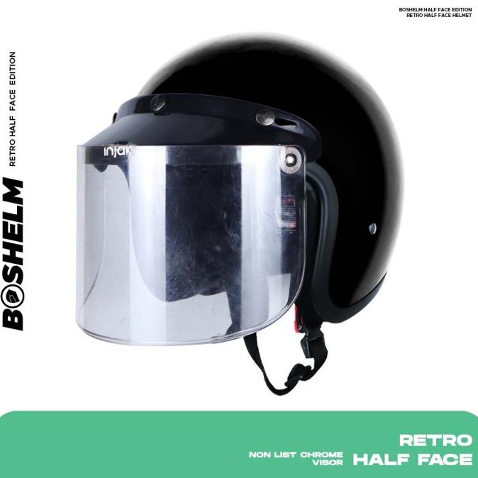 Helm Retro Bogo Hitam Gloss