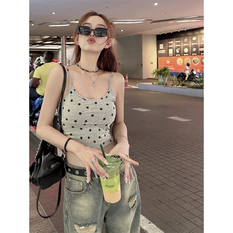 Red American babes bottoming kamisol kecil ceruk musim panas wanita pakaian luar seksi slim fit dan atasan pendek bagian dalam tipis