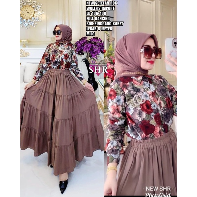 ready stelan rok bunga shr