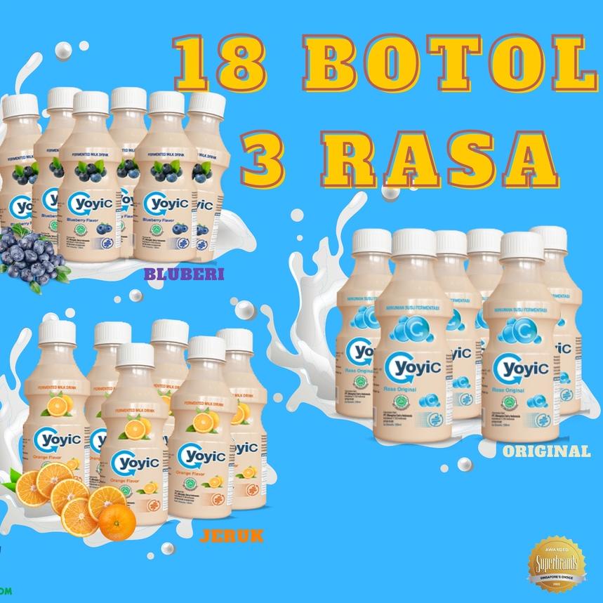 

Limited | HJ6 | Promo Special YoyiC Susu Fermentasi 18 Botol 3 Rasa (6 Orange, 6 Blueberry, 6 Original) 130ml Murah