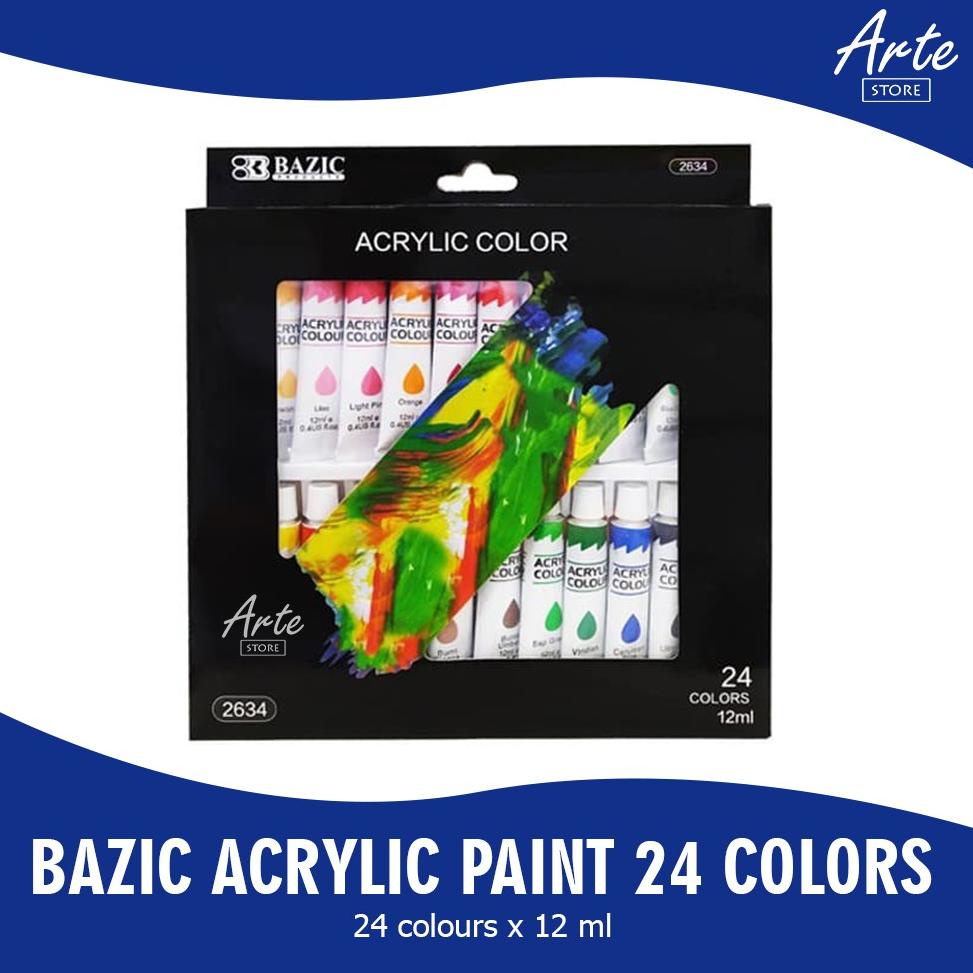

90 Cat Akrilik - BAZIC Acrylic Set 24 Warna Grosir