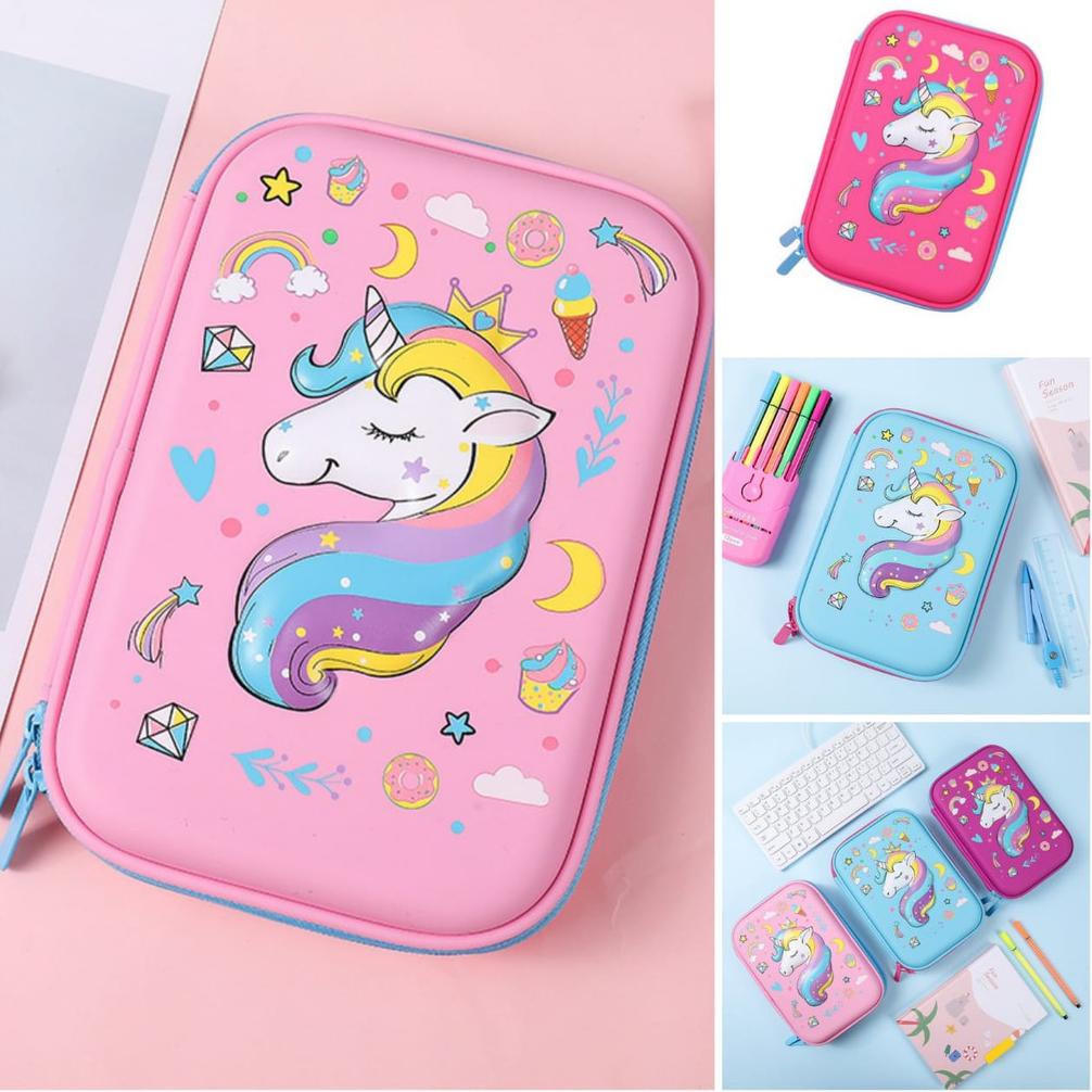 

7DEZP Tempat pensil kotak pensil 3D Unicorn Pencil Case tempat pensil Unicorn Kepala kado anak perempuan unicorn lucu murah import berkualitas 61