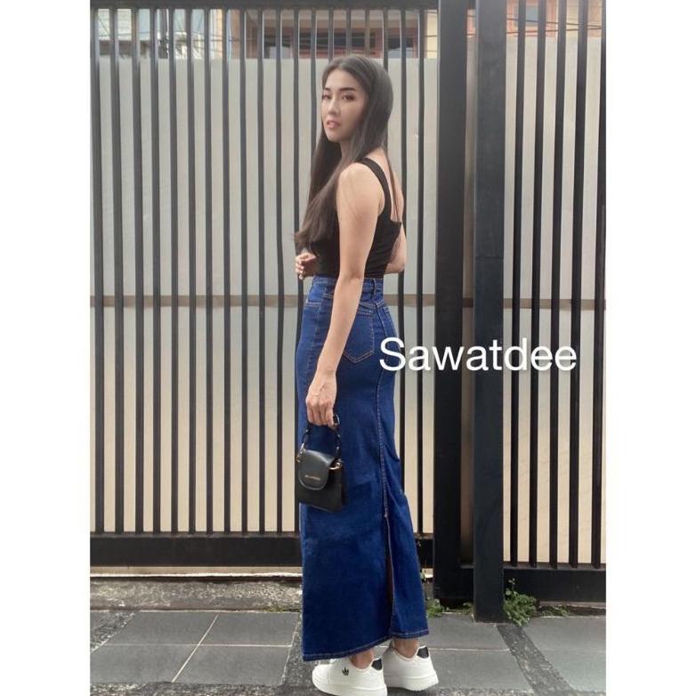 Trendy (Bisa ) Rok jeans high waist panjang | Rok span panjang | Rok kekinian 