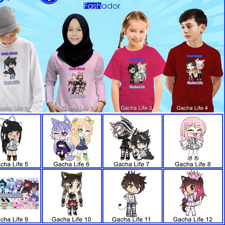 #58VH-I GRATIS CUSTOM NAMA/FOTO Kaos/Baju Anak/Remaja Cewek/Perempuan/Cewe Gacha Life Gacha Club Gam