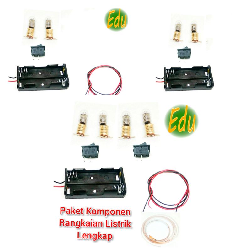 Paket Komponen Rangkaian Listrik Lampu Bohlam Seri Paralel DIY Prakarya Praktek Praktikum Sekolah