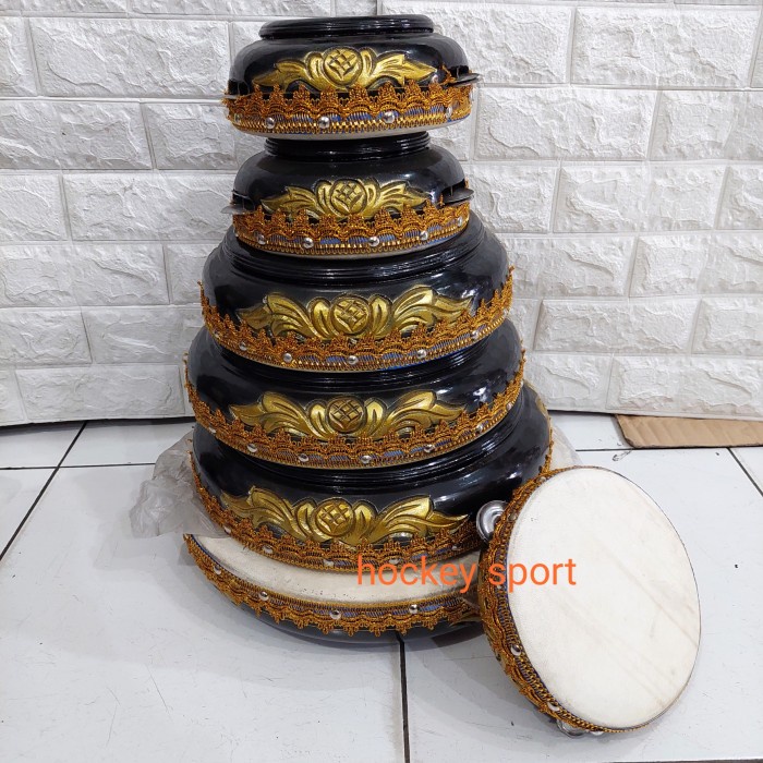 Terlaris Rebana Qasidah 1 Set Ukir Jumbo + Tamborin + Tas