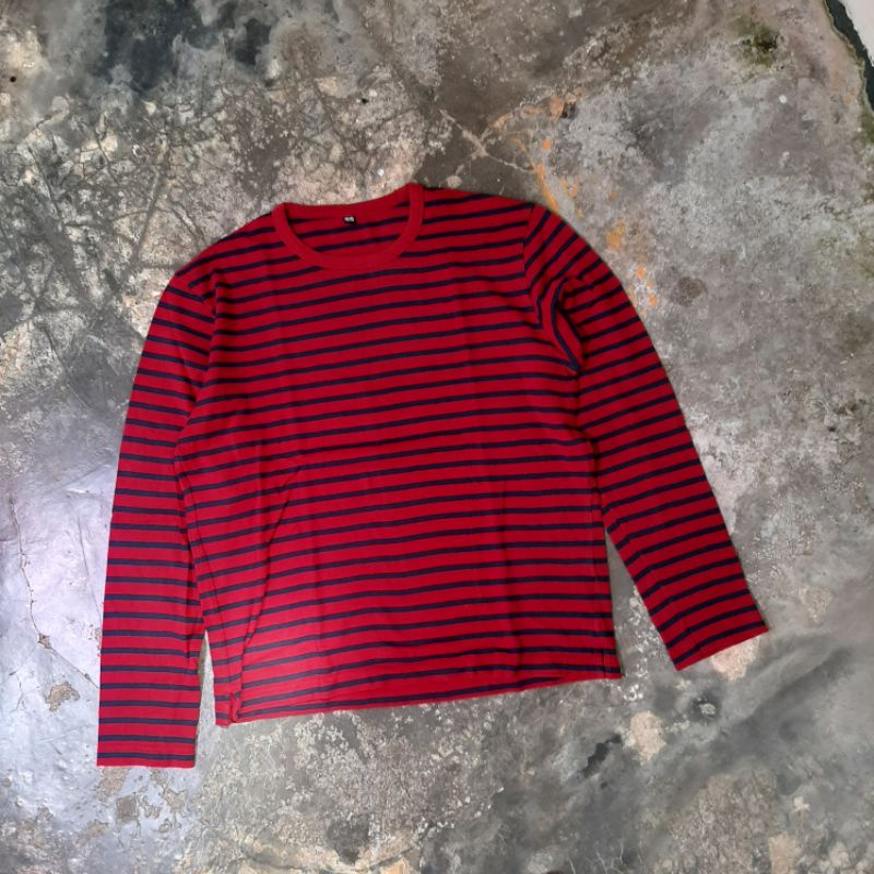 LONGSLEEVE STRIPE UNIQLO KAOS LENGAN PANJANG SALUR  UNIQLO