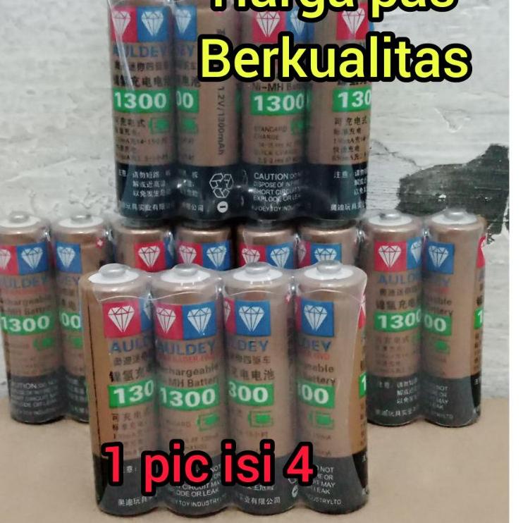 Exclusive Baterai Cas Rechargeable Auldey 1.2V BateraivCas AA Auldey 1300mAh 1 pcs isi 4 Batre Tamiy