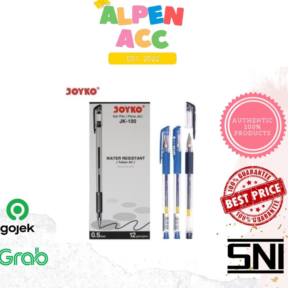 

[PRODUK-DJI0F83] JOYKO Gel Pen | Pulpen Pena Bolpoin Hitam Merah Biru Joyko JK-100 - 0.5 mm | 1PACK : 12PCS Terbaru
