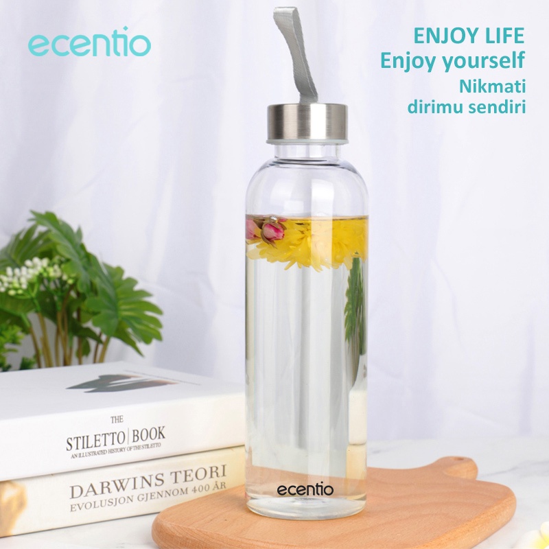 ecentio 500ml botol minum tempat minum bottle bpa free tumbler bening polos