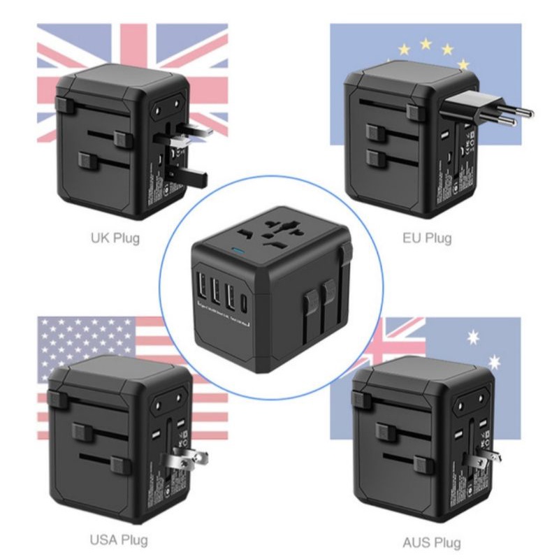 Travel Adapter Charger Adapter FREE POUCH Termurah