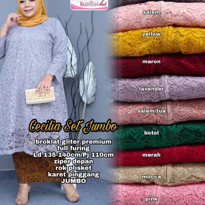 ✨SHOPEE MALL✨ Kebaya Jumbo Set Brukat XXL XXXL XXXXL LD 110 120 130 140 CM ( BISA DI BELI TERPISAH )