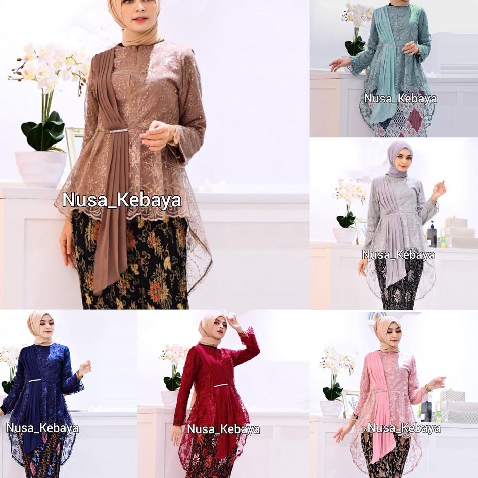 ✨TERBARU✨ Nusa_Kebaya Atasan Kebaya Wisuda / Kebaya Brukat Aurora Selendang / Kebaya Modern / Kebaya