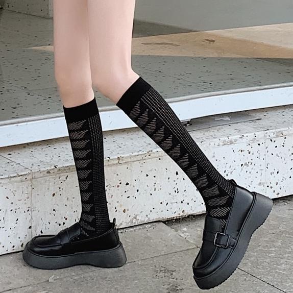 [DISKON ] SC07 KAOS KAKI TINGGI SE LUTUT STOCKING TIPIS RINGAN MOTIF LEMBUT IMPORT WOMEN SOCKS ABG H