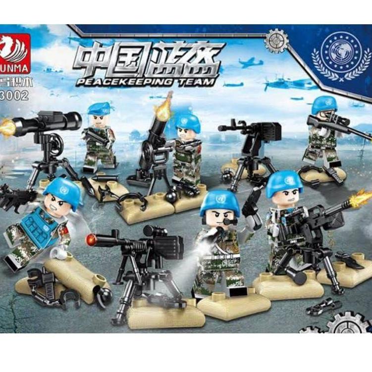 Terbaru.. Lego swat blue isi 6 pcs lot weapon NO DUS soldier biru 6 in 1 police tentara military arm