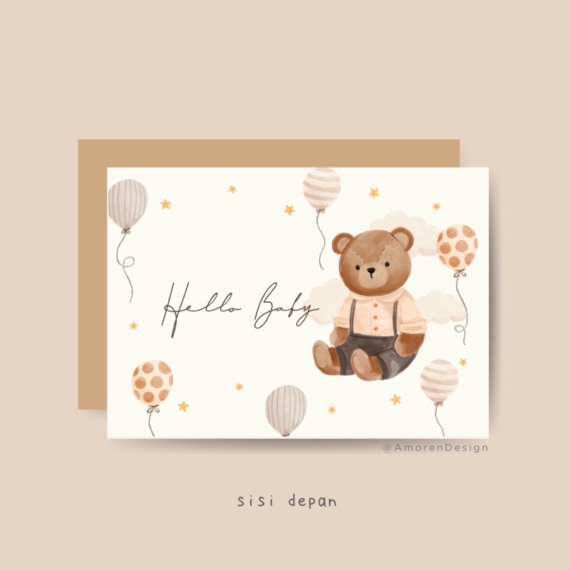 Kartu Ucapan Baby Born Cute Bear Greeting Card