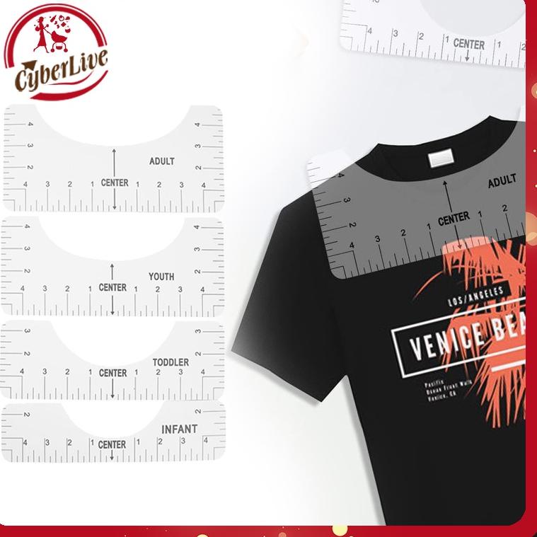 

[NEW PRODUCT !!!] 4pcs T-Shirt Ruler Transparent Penggaris Ziegel Penggaris Kaos Untuk Sablon V Neck T-Shirt Alignment Tool