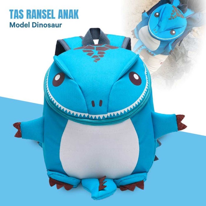 Tas Ransel Anak Laki Laki Anak Laki Laki Tk Model Dinosaurus Lucu Biru Muda E4T9 Punggung Promo bran